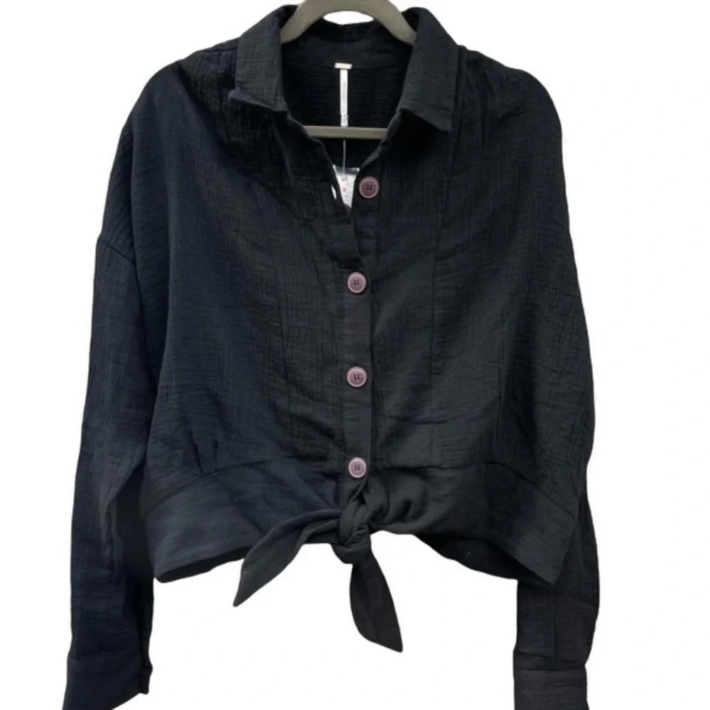 NWT Free People Button Down Tie Front Size Large